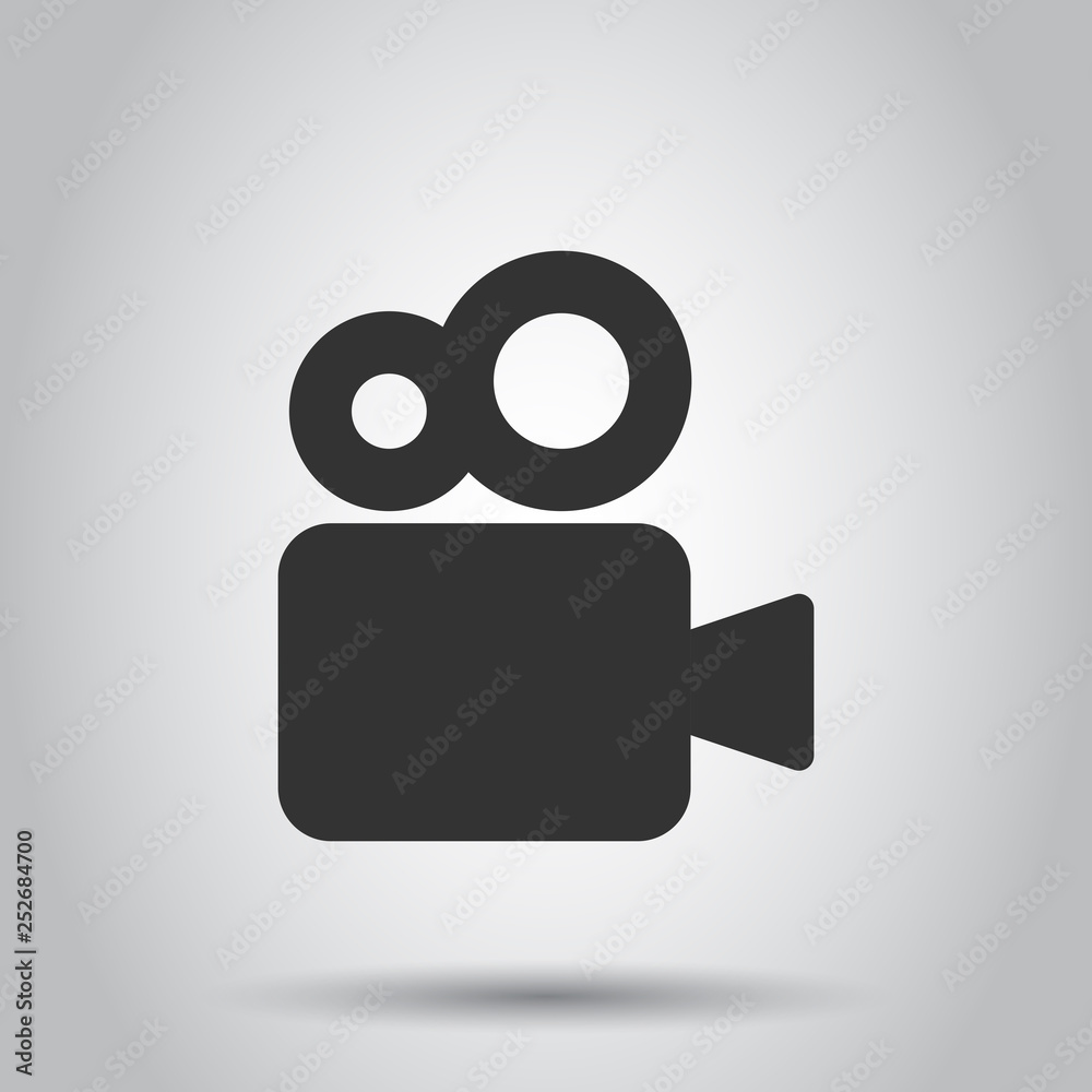 Video camera icon in flat style. Movie play vector illustration on white background. Video streaming business concept. Video camera icon in flat style. Movie play vector illustration on white background. Video streaming business concept.