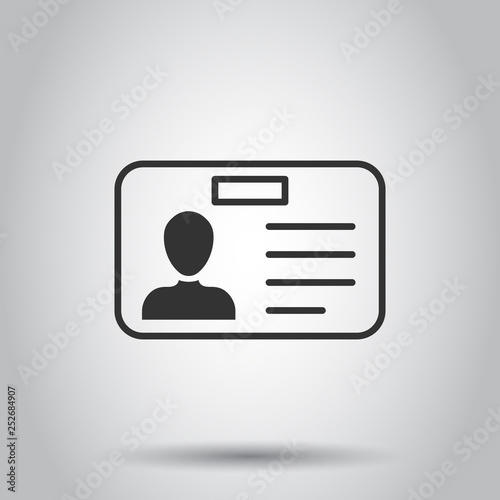 Id card icon in flat style. Identity badge vector illustration on white background. Access cardholder people business concept.
