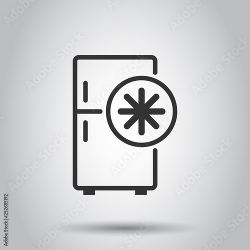 Fridge refrigerator icon in flat style. Freezer container vector illustration on white background. Fridge business concept.