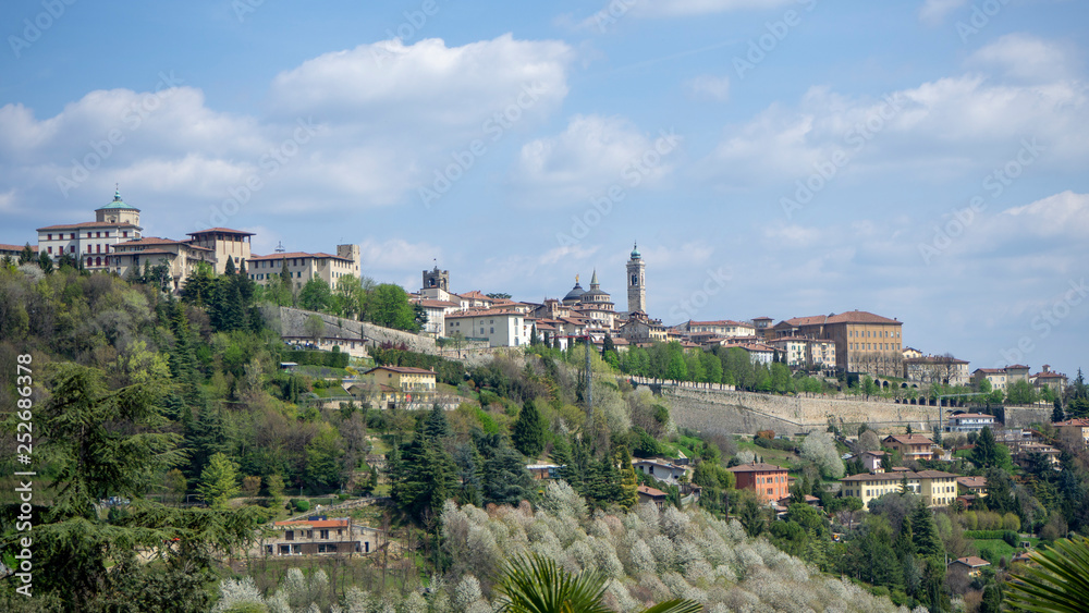 Bergamo. One of the beautiful city in Italy. Lombardia. Landscape at the old city from the hills surrounding the city