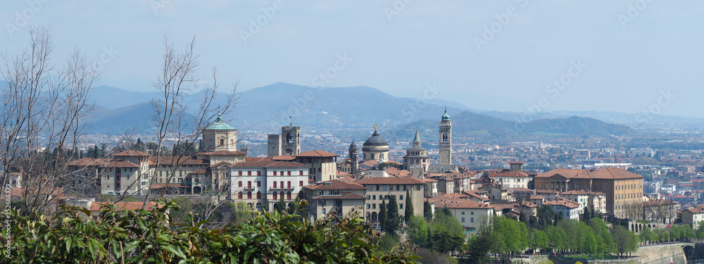 Bergamo. One of the beautiful city in Italy. Lombardia. Landscape at the old city from the hills surrounding the city