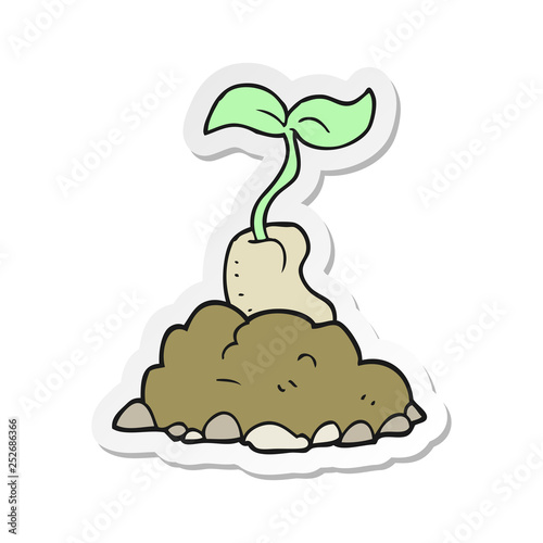 sticker of a cartoon sprouting seed