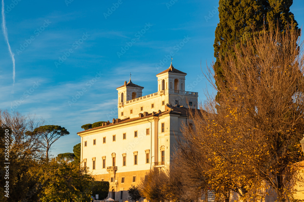 The Villa Medici situated in the Borghese gardens near the Trinita dei Monti church is one of the tourist attractions of Rome
