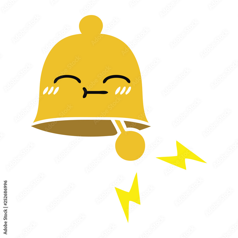 flat color retro cartoon ringing bell flat color retro cartoon ringing bell