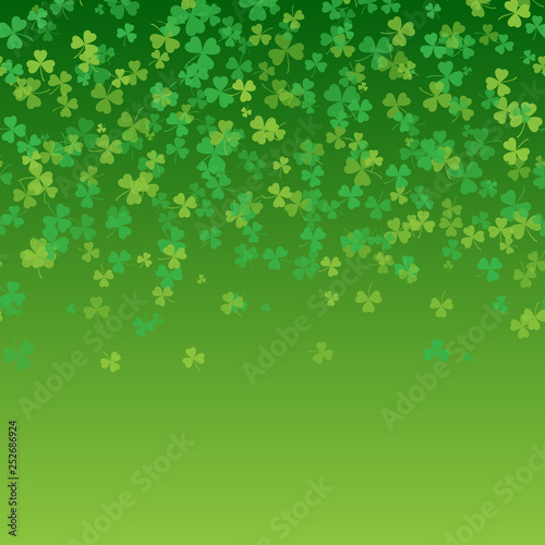 Saint Patrick s Day frame with green tree leaf clovers on white background. Vector
