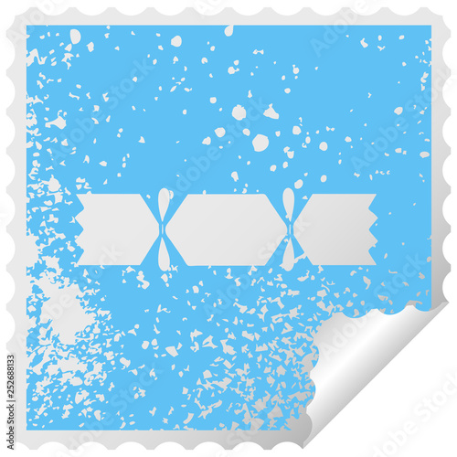distressed square peeling sticker symbol christmas cracker