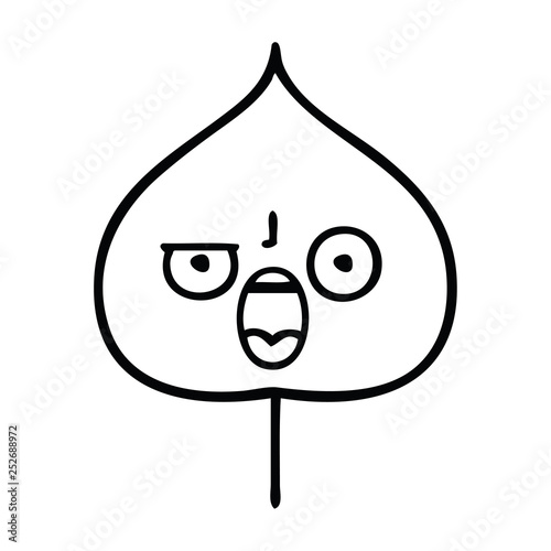 Billede på lærred line drawing cartoon expressional leaf