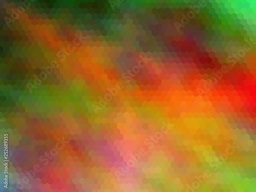 Multicolor hexagonally pixeled background. Modern  bright rainbow colors