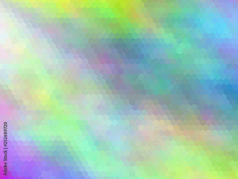 Multicolor hexagonally pixeled background. Modern, bright rainbow colors