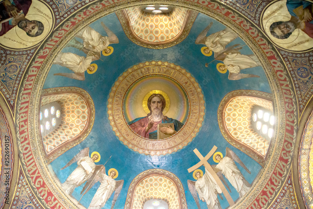 Interior of Russian orthodox church.