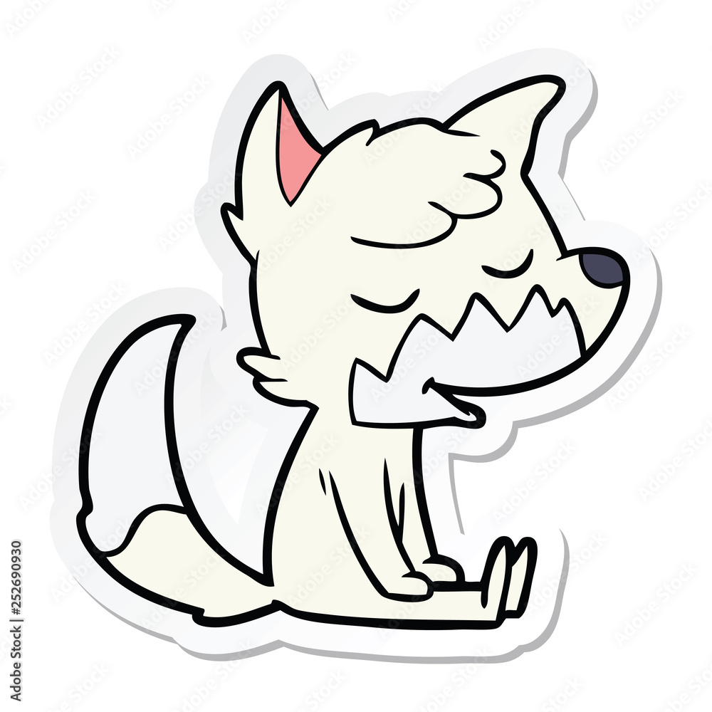 sticker of a friendly cartoon sitting fox sticker of a friendly cartoon sitting fox