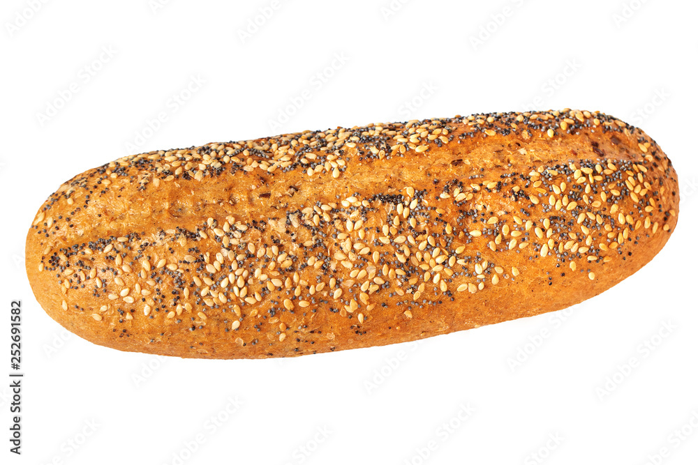 organic wholegrain bun topped with sesame and poppy seeds organic wholegrain bun topped with sesame and poppy seeds
