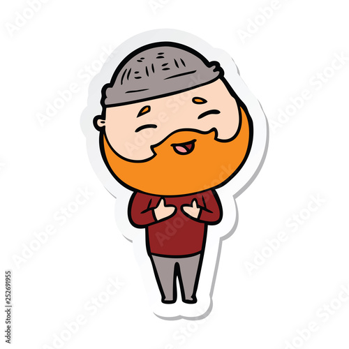 sticker of a cartoon happy bearded man