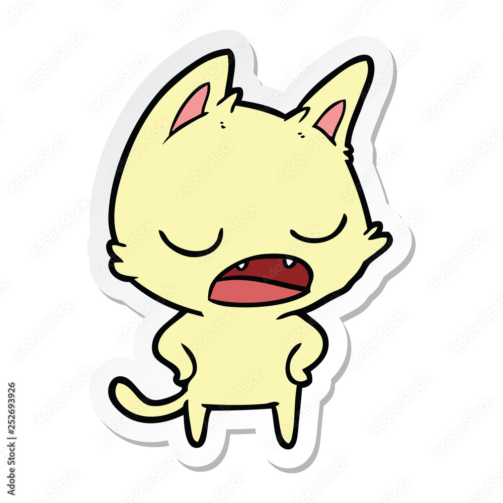 Obraz premium sticker of a talking cat cartoon
