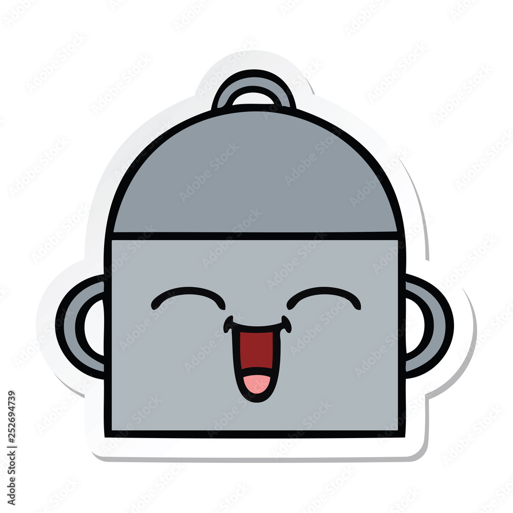 sticker of a cute cartoon cooking pot sticker of a cute cartoon cooking pot