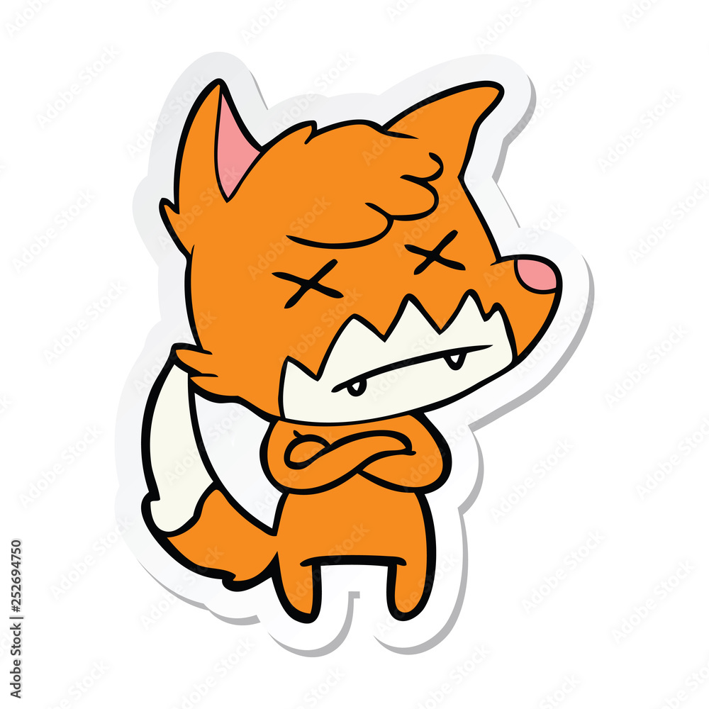 sticker of a cartoon dead fox