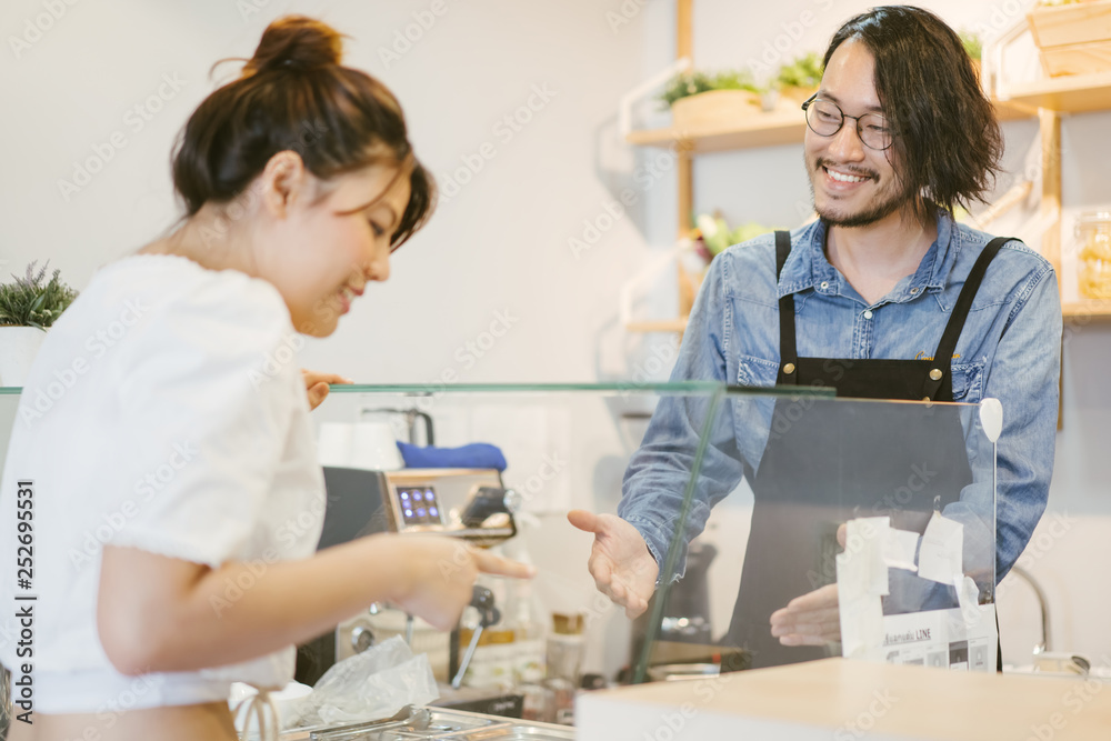 customer select and choose some food order to waiter at bar customer select and choose some food order to waiter at bar