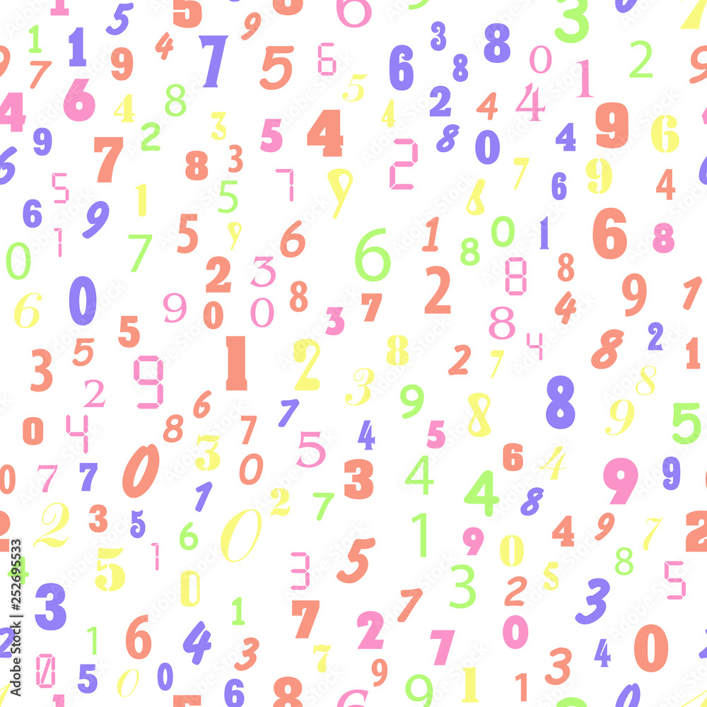 Numbers and alphabet, education, school concept. Seamless vector EPS 10 pattern. Flat style