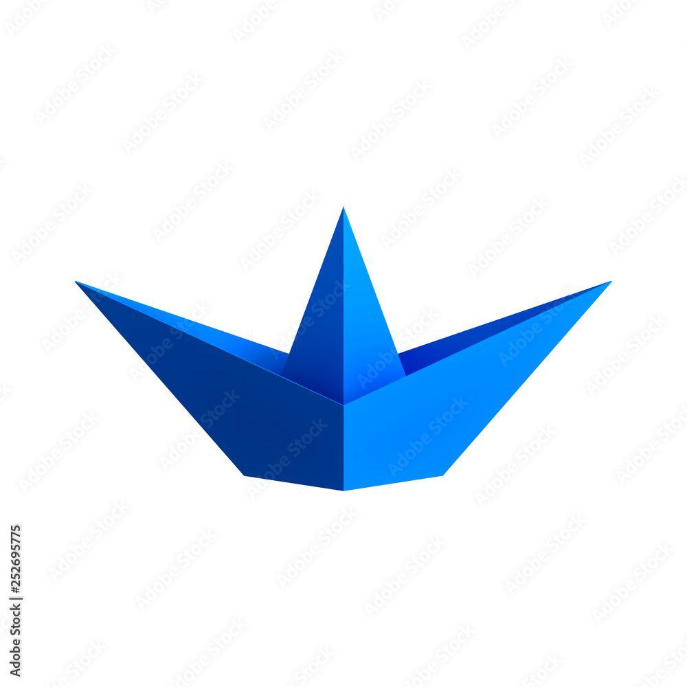 Origami paper boat isolated on white background. 3d illustration Origami paper boat isolated on white background. 3d illustration