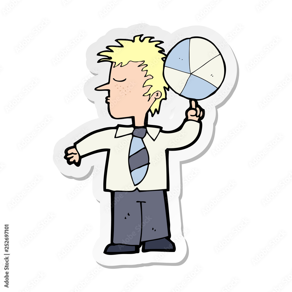 sticker of a cartoon school boy with ball