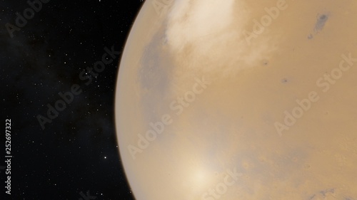 Exoplanet 3D illustration planet Mars Astronomy and science concept. Dark background. Space texture (Elements of this image furnished by NASA)