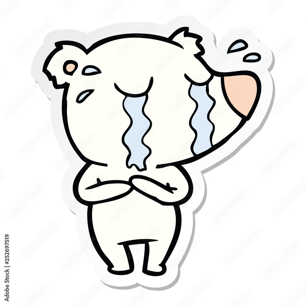Fototapeta premium sticker of a cartoon crying polar bear