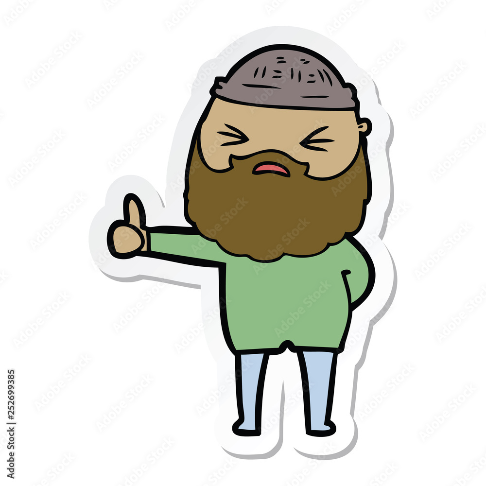 sticker of a cartoon man with beard