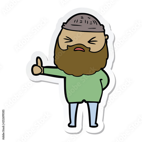sticker of a cartoon man with beard