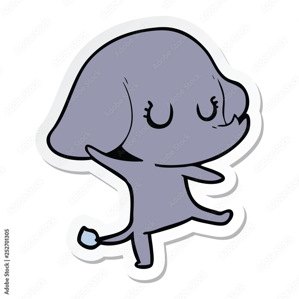 sticker of a cute cartoon elephant sticker of a cute cartoon elephant