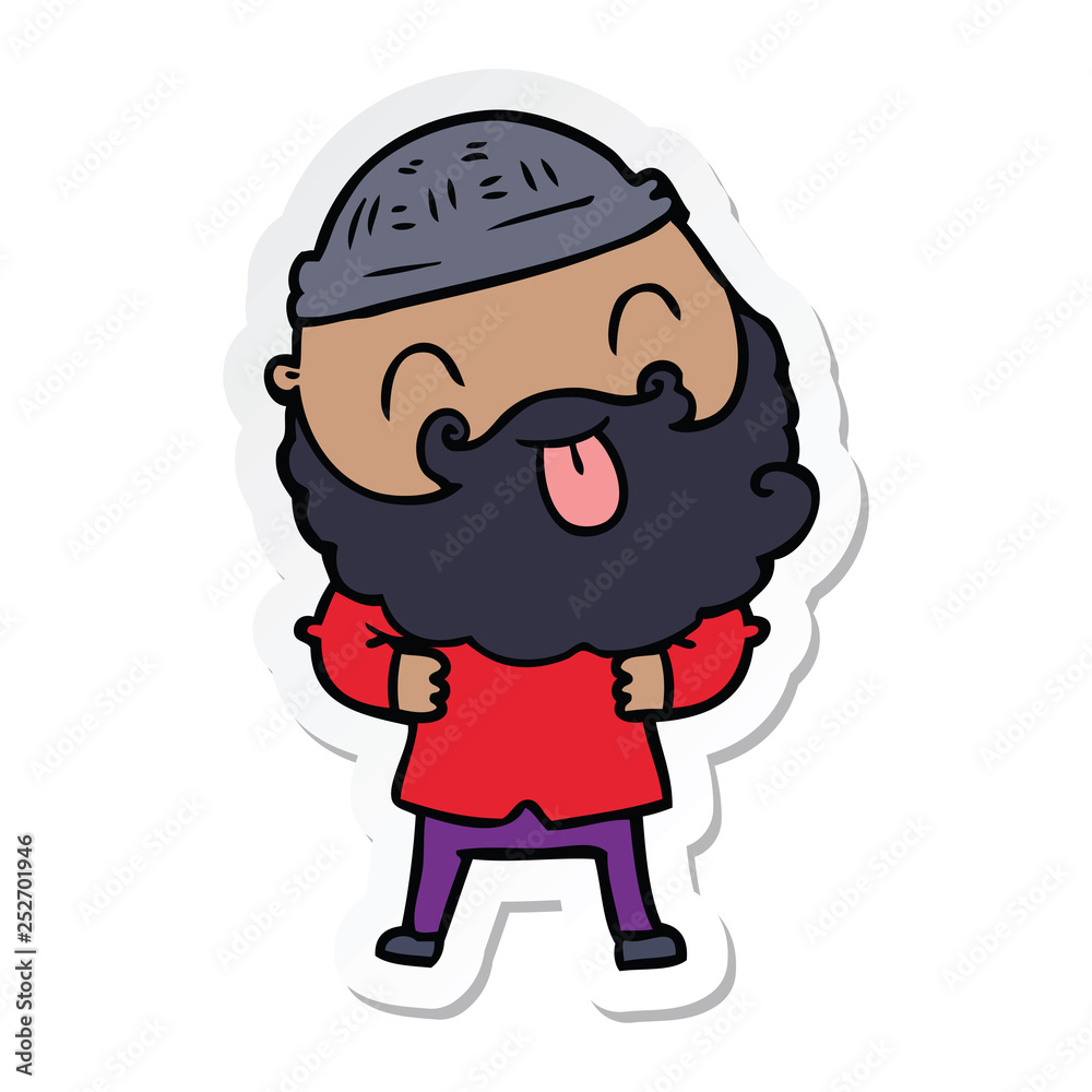 sticker of a man with beard sticking out tongue sticker of a man with beard sticking out tongue