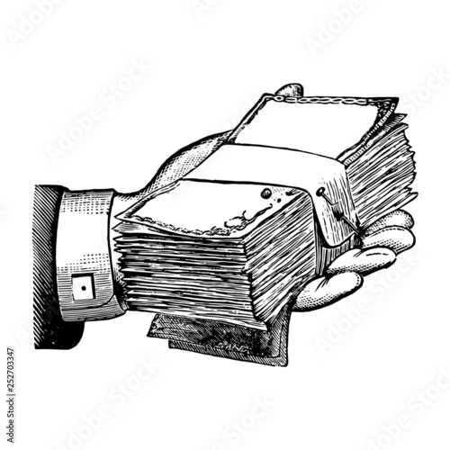 Vintage Illustration Money In Hand