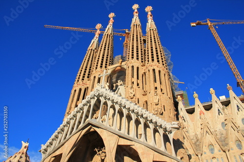 The Amazing and beautiful Basílica and Expiatory Church of Sagrada Família in Barcelona, capital city of Catalonia