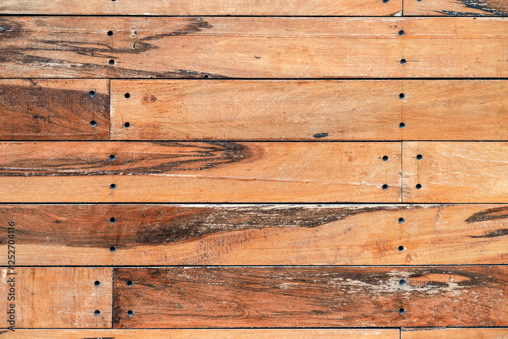 Obraz premium Close-up of aged and worn wooden planks