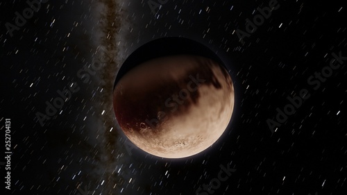 Exoplanet 3D illustrationdwarf planet Pluto isolated on black background (Elements of this image furnished by NASA)