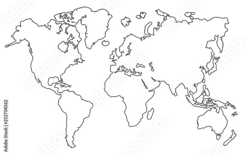 World Map linear - vector