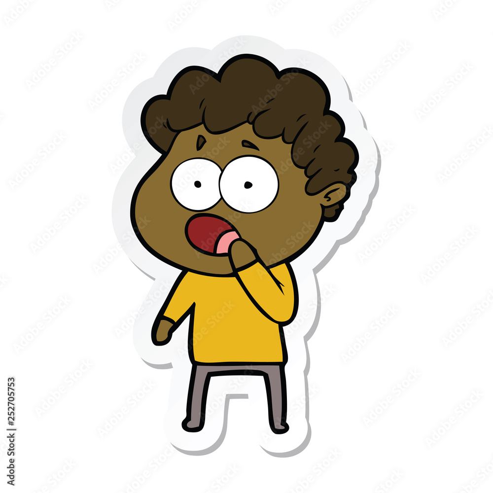 sticker of a cartoon man gasping in surprise sticker of a cartoon man gasping in surprise