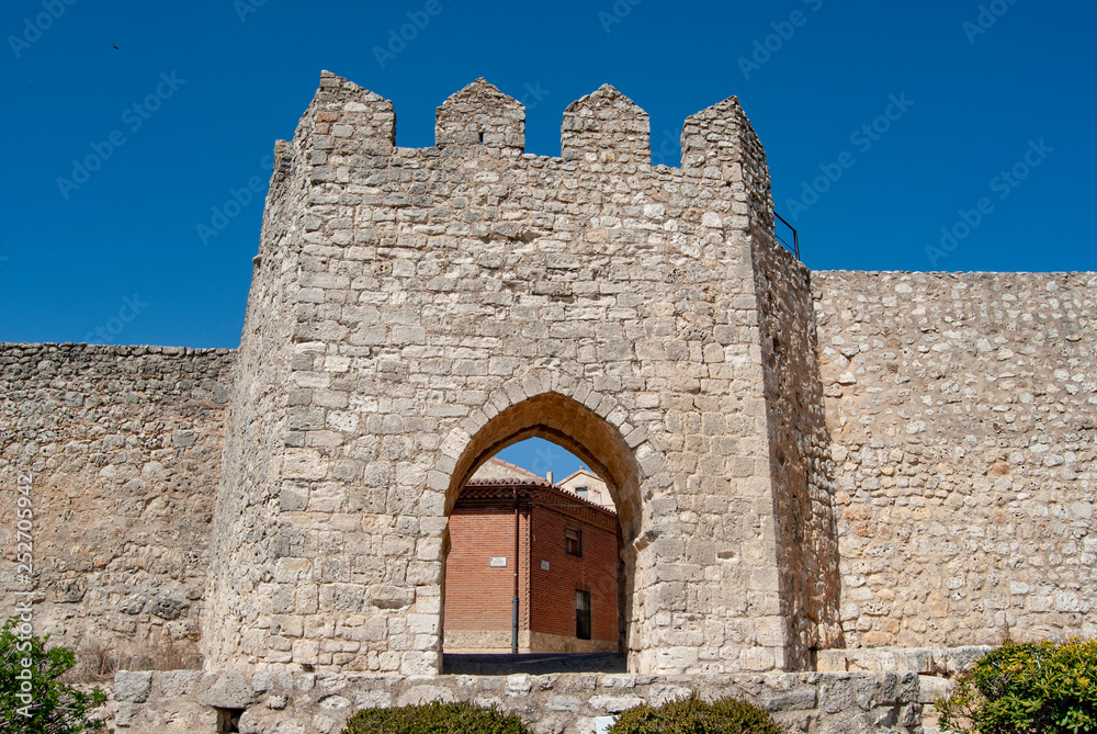 Views of the wall gate of  the small  medieval-style village Urueña