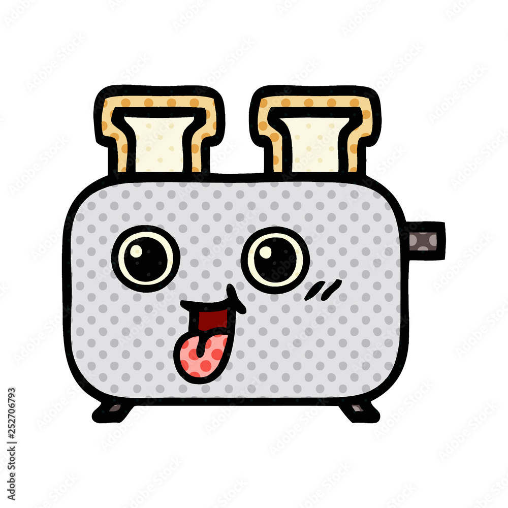 Naklejka premium comic book style cartoon of a toaster