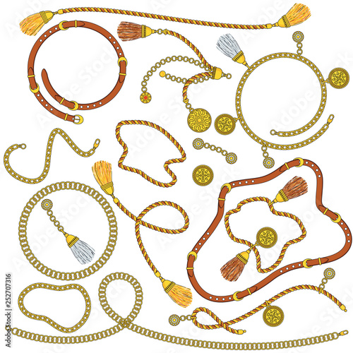 Set of pendants and chains, straps and ropes Jewelry