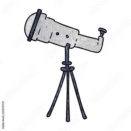 textured cartoon doodle of a large telescope