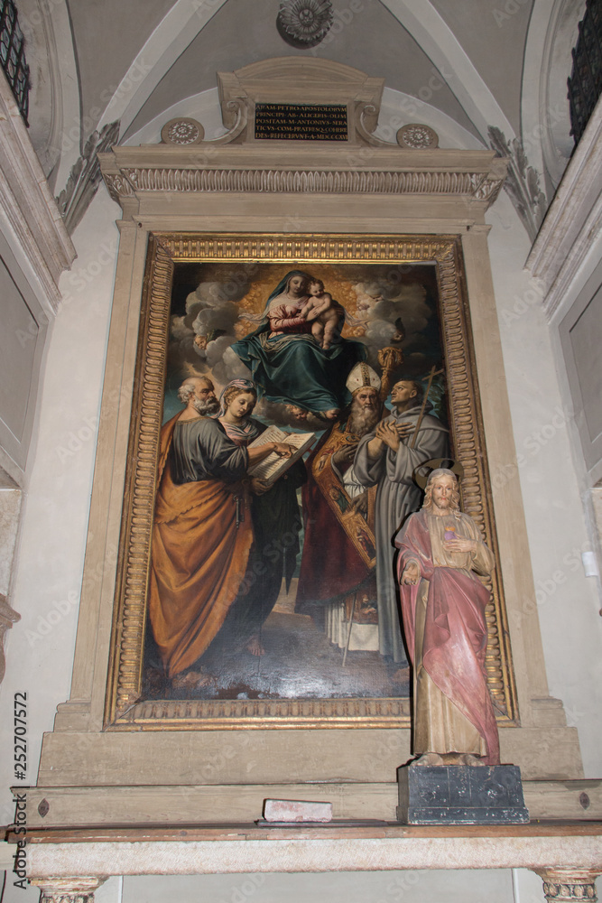 The painting by Giovanni Battista del Moro in Alighieri Chapel of the upper church San Fermo Maggiore in Verona, Veneto, Italy.