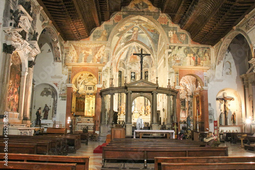 Interior of the upper church San Fermo Maggiore in Verona, Veneto, Italy.