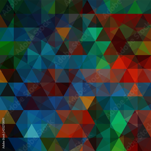 Abstract colorful background consisting of blue  black  green  red triangles. Geometric design for business presentations or web template banner flyer. Vector illustration