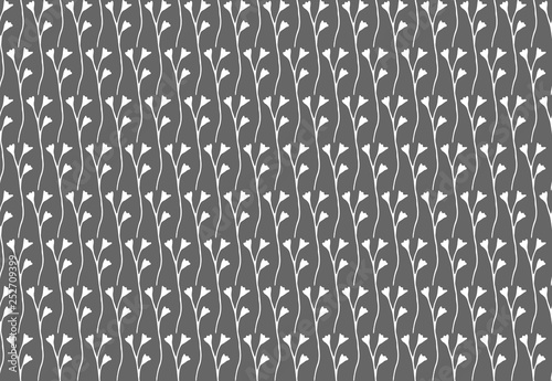 Elegant seamless hand-drawn bellflower illustration pattern on grey background