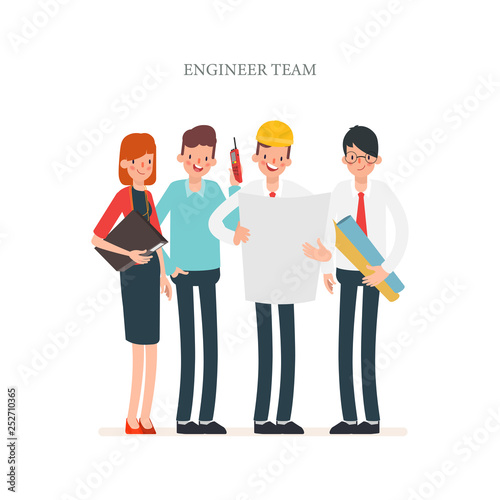 Engineer and mechanics and technician people worker teamwork. industry character animation scene.