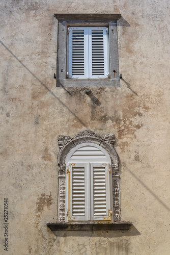 Two windows, town of Krk on the island of Krk, Croatia