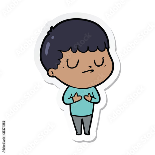 sticker of a cartoon grumpy boy