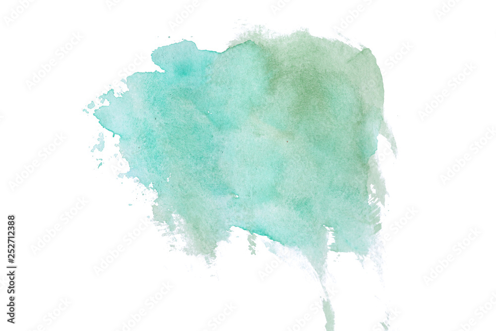 Abstract watercolor spot on white textured paper. Isolated. Hand-drawn background. Aquarelle brush stains on paper. For design, web, card, text, decoration, surfaces. Copy Space.