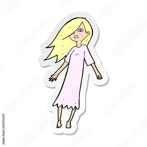 sticker of a cartoon ghost like girl
