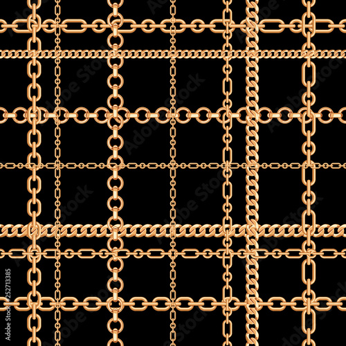 Gold chains seamless pattern. Vector illustration